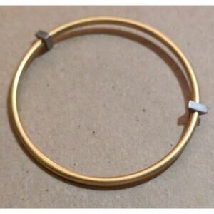 Madewell Gold Tone Bangle Bracelet Silver Triangle Cube Accent Minimalist